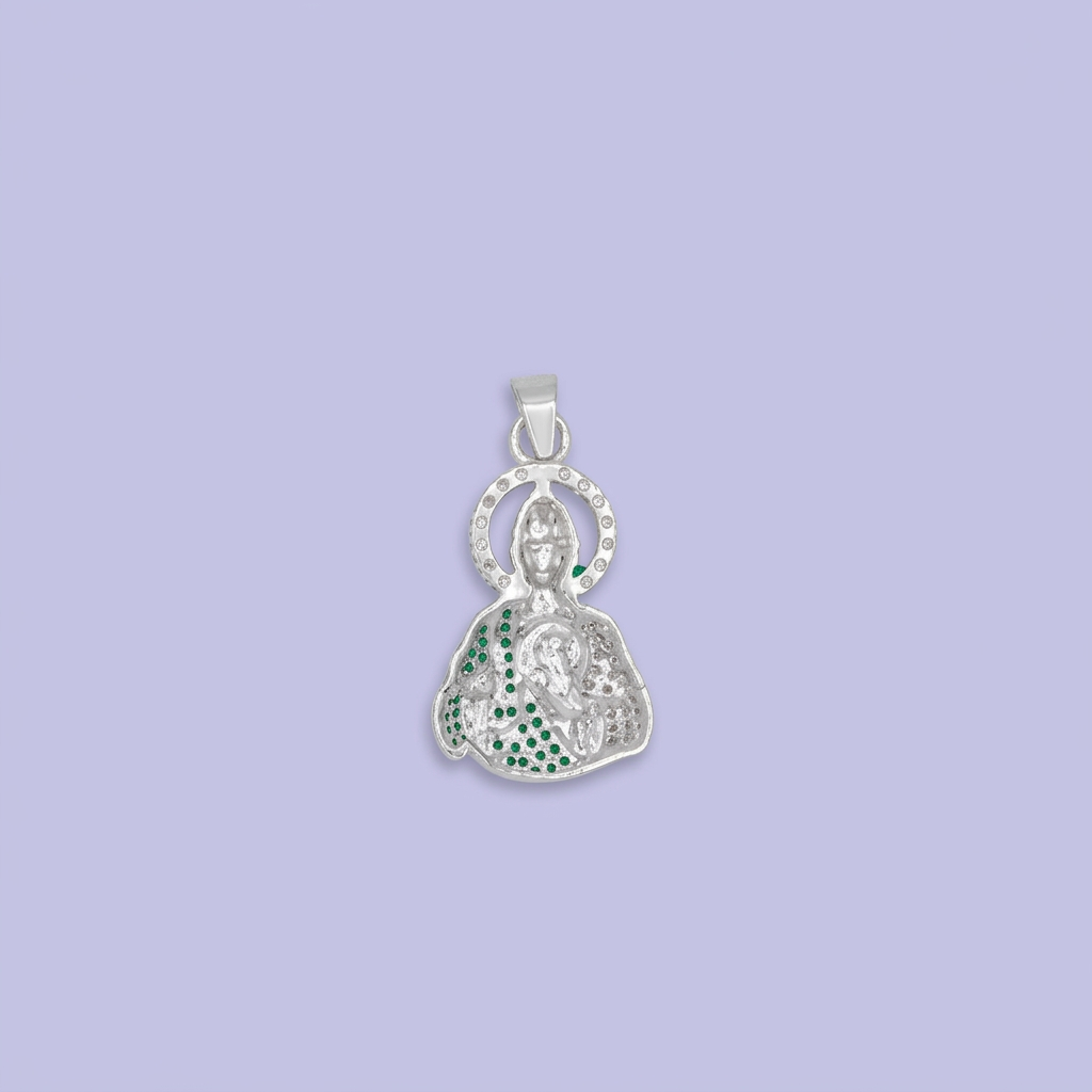 Dije Bulto de Plata .925 Busto de San Judas Incrustado con Zirconias Finas mod. 2548
