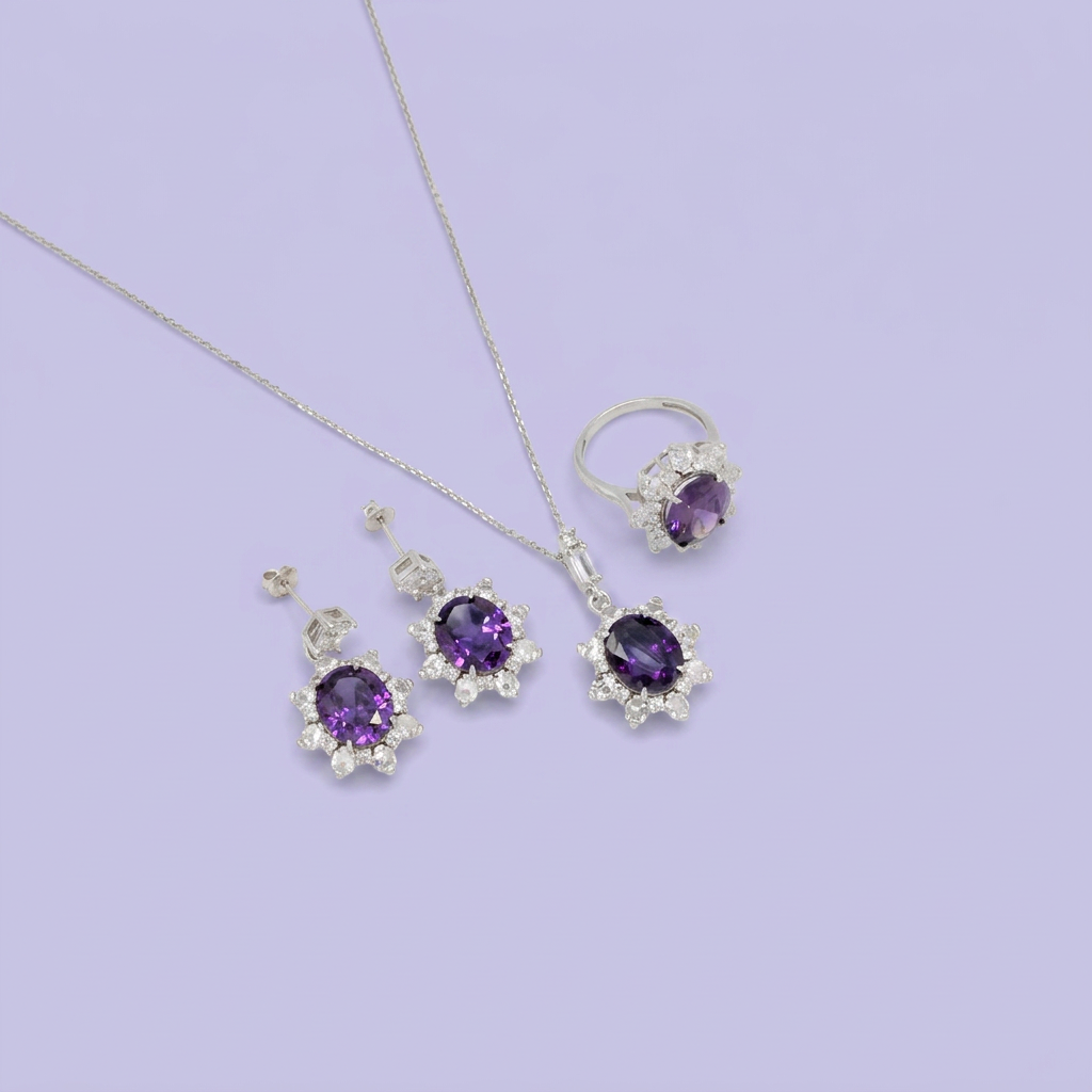 Coordinado de Plata .925 Sol Morado mod. 2763
