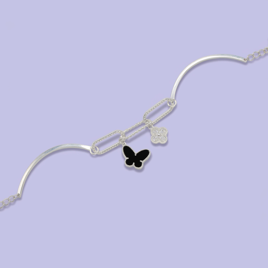 Pulsera de Plata .925 de Mariposa con Incrustación de zirconias mod. 2699