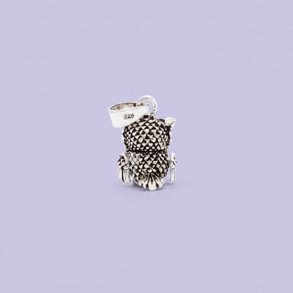Dije de Plata .925 Búho Pequeño Especial Estilo Hueco y Elegante mod. 2855