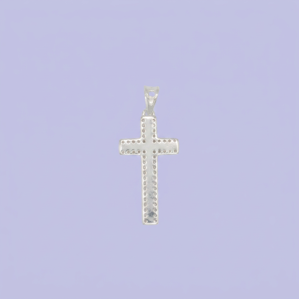 Dije de Plata .925 Cruz con Borde de Zirconias mod. 2719