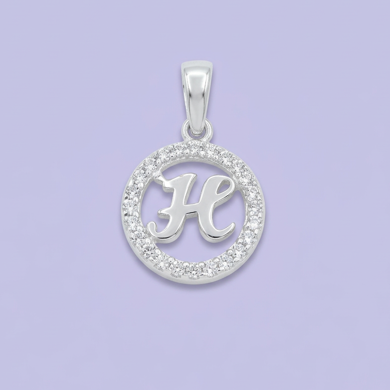 Dije de Plata .925 Aro de Zirconias con Letra H mod. 2201