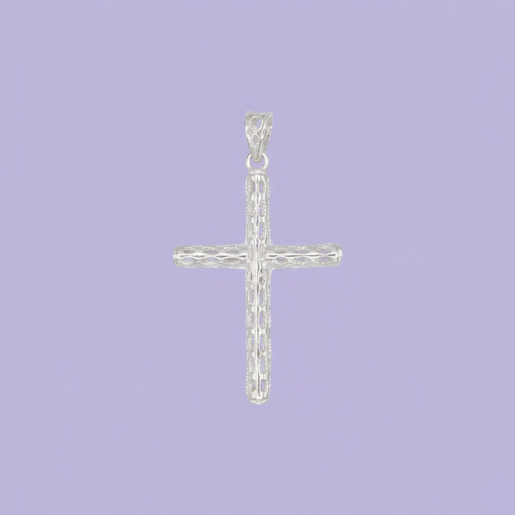 Dije de Plata .925 Crucifijo Calado con Diamantado mod. 2722