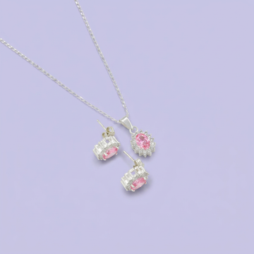 Coordinado de Plata .925 Rosa Pastel con Aurora de Zirconias mod. 2588