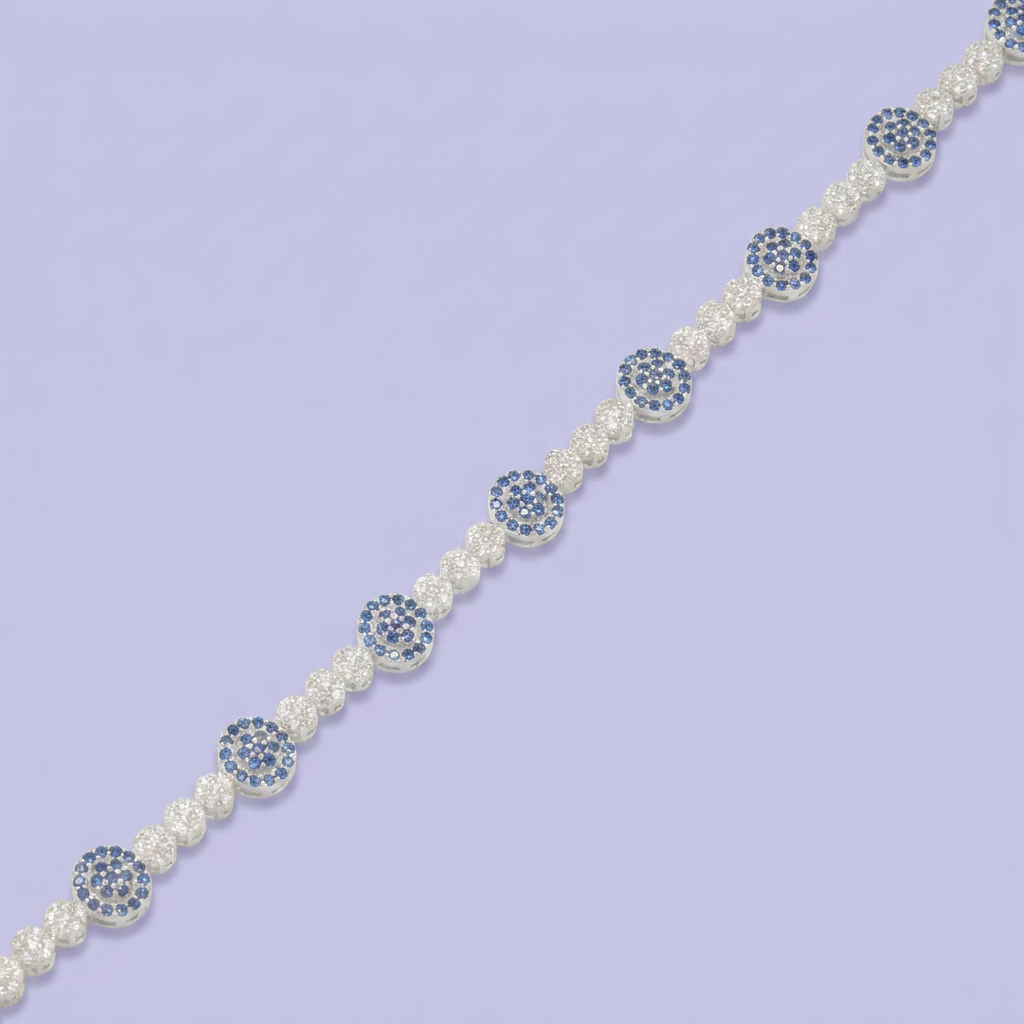 Pulsera de Plata .925 Diseño de Circulos con Zirconias Azules mod. 2676