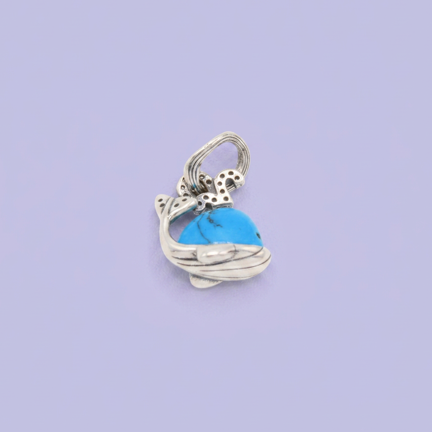 Dije de Plata .925 Estilo Charm con Diseño de Ballena Azul mod. 2915