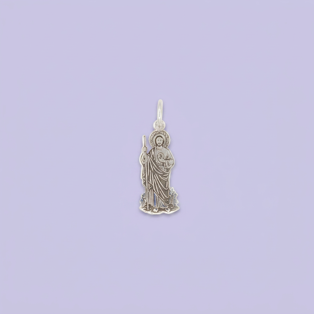 Dije de Plata .925 con Imagen de San Judas en Diseño Plano mod. 2557