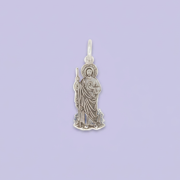 Dije de Plata .925 con Imagen de San Judas en Diseño Plano mod. 2557