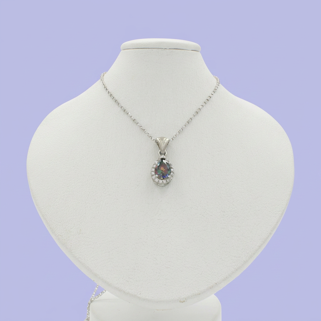 Gargantilla de Plata .925 con Dije de Zirconia Tornasol mod. 2444
