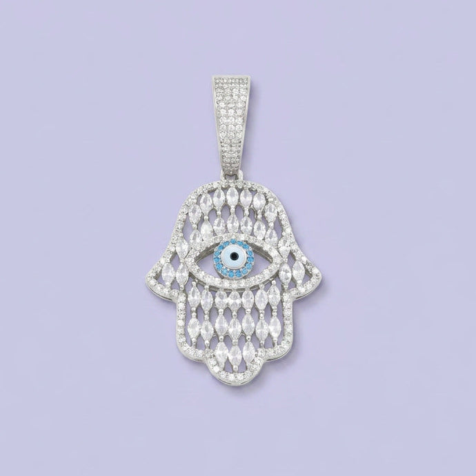 Dije de Plata .925 Mano de Fátima con Hermosas Zirconias mod. 2352