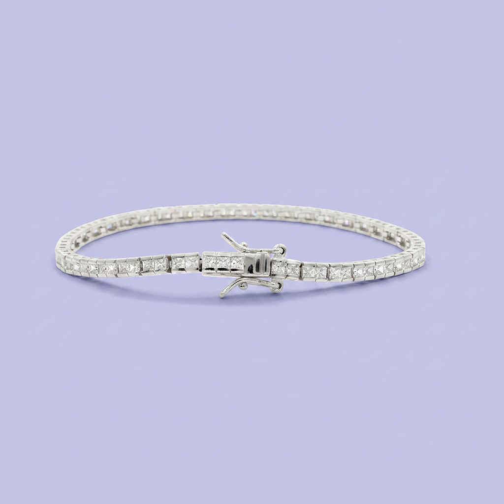 Pulsera de Plata .925 Tejido Tenis de Diseño Especial con Zirconias Finas mod. 2374