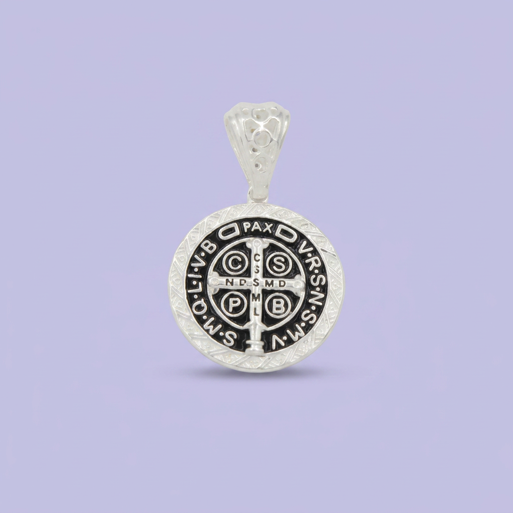 Medalla de Plata .925 Diseño Especial con Imagen y Sello de San Benito mod. 2757