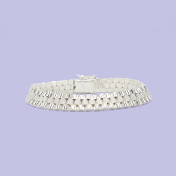 Pulsera de Plata .925 Tejido Ensamblado Tradicional Estilo Hueco en Tonos Mate y Brillante mod. 2648