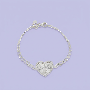 Pulsera de Plata .925  Virgen de Guadalupe con Diseño de Corazón y Zirconia mod. 2735