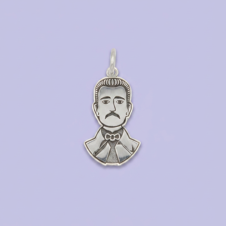 Dije de Plata .925 con Imagen de Malverde en Diseño Plano mod. 2558