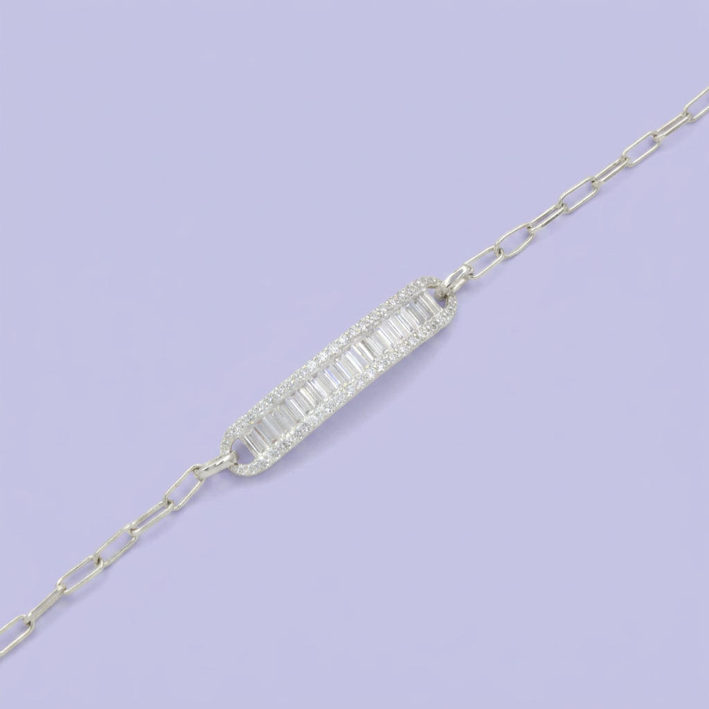 Pulsera de Plata .925 Tejido de Clip Elegante con Zirconia  mod. 2739