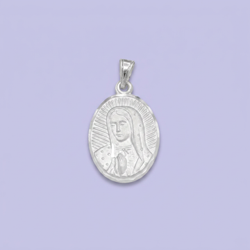 Medalla de Plata .925 con Imagen de la Virgen Guadalupe Tono Mate con Diamantado Fino mod. 2568