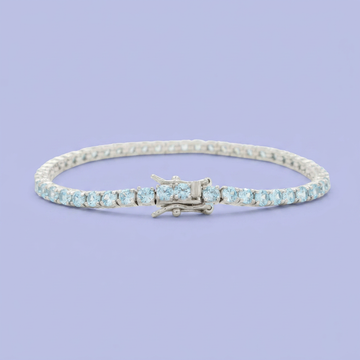 Pulsera de Plata .925 Tejido Tenis de Diseño Elegante con Zirconias Color Azul Cielo mod. 2378