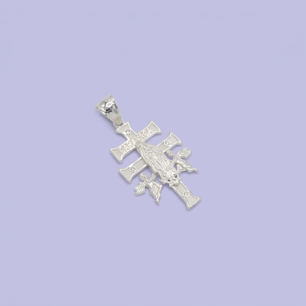 Dije de Plata .925 Cruz de Caravaca con Virgen Guadalupe mod. 2654