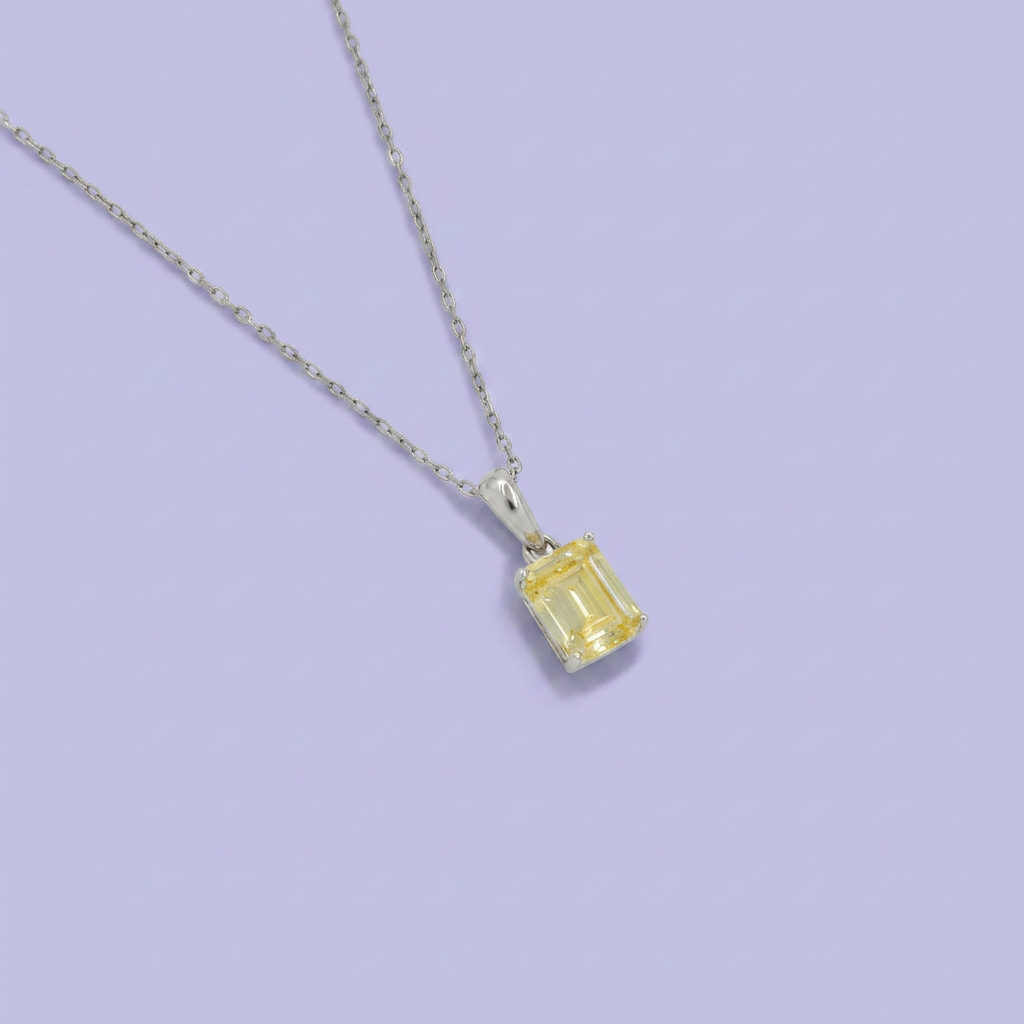Gargantilla de Plata .925 con Dije de Zirconia Color Topacio Amarillo mod. 2445
