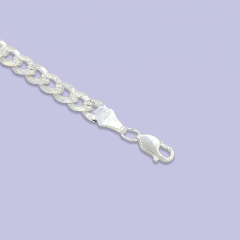 Pulsera de Plata .925 Tejido Barbada Solido con Diamantado mod. 2448