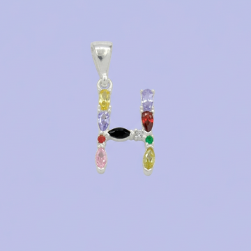 Dije de Plata .925 Letra H con Zirconias de Colores mod. 2204