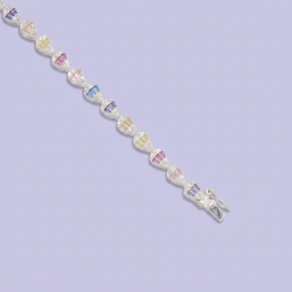 Pulsera de Plata .925 Diseño de Gotas de colores mod. 2673
