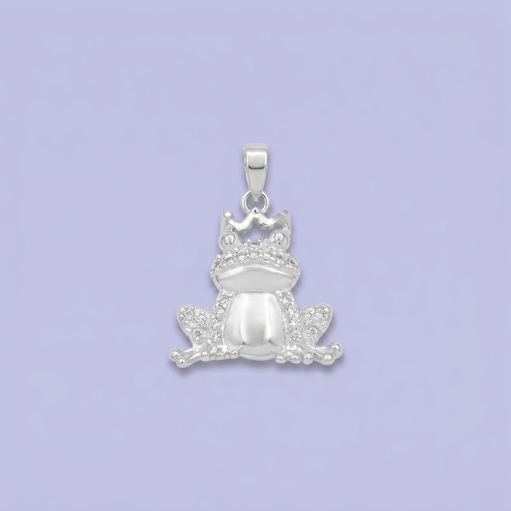 Dije de Plata .925 Rana con Corona de Rey mod. 2314