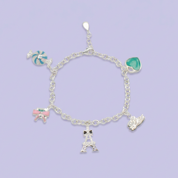 Pulsera de Plata .925 con Colgantes Color Turquesa mod. 2672