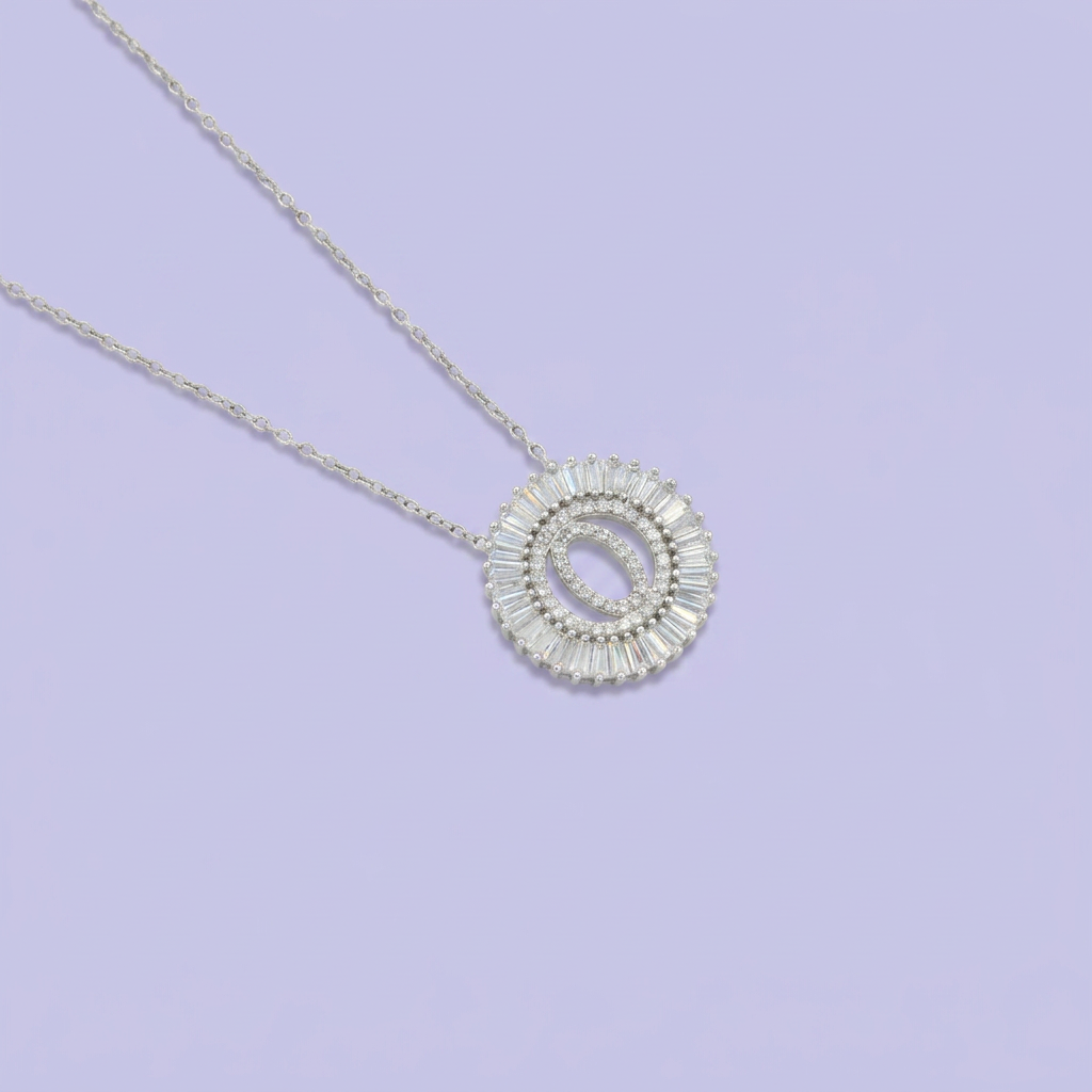 Gargantilla de Plata .925 con Dije de Inicial O Incrustada de Zirconias mod. 2426