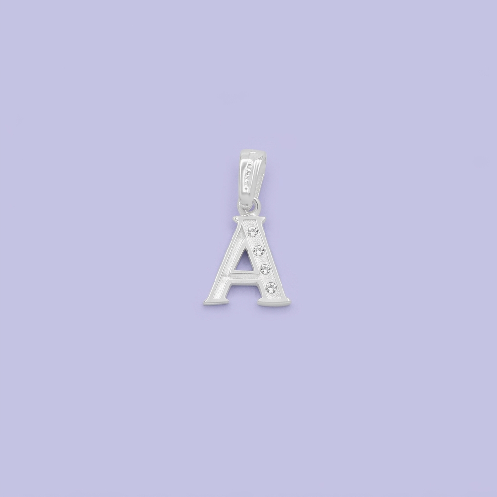 Dije de Plata .925 Letra A con Finas Zirconias mod. 2231