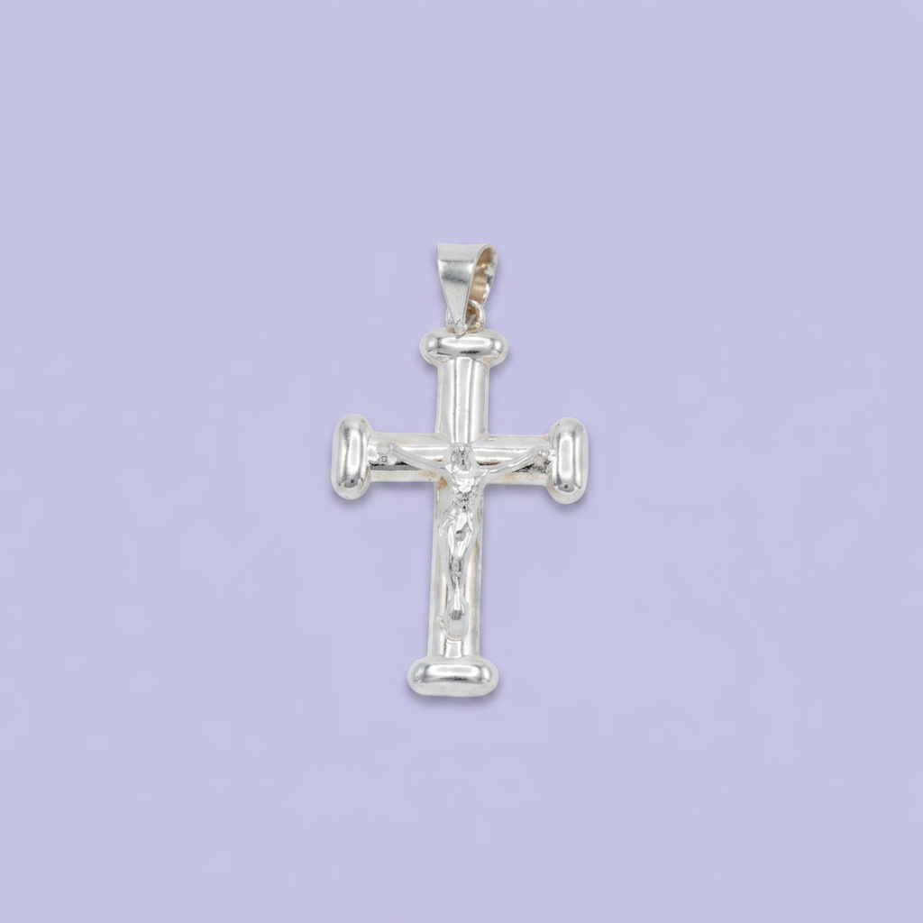 Dije de Plata .925 Crucifijo de Diseño Hueco y Brillante mod. 2657