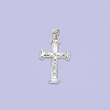 Dije de Plata .925 Crucifijo de Diseño Hueco y Brillante mod. 2657