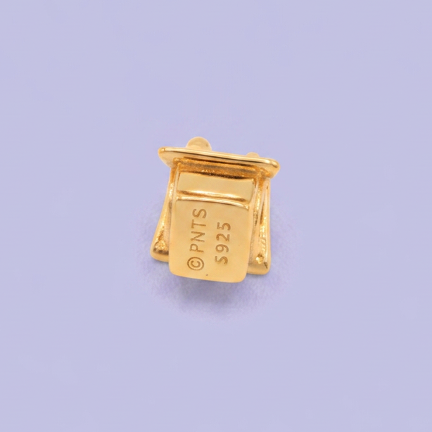 Dije de Plata .925 Estilo Charm con Diseño de Casa de Perro Dorado mod. 2912