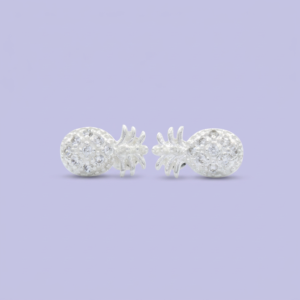 Arete de Plata .925 Piña Brillante con Zirconias mod. 2128