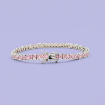 Pulsera de Plata .925 Tejido Tenis Especial con Zirconias Color Rosa mod. 2377