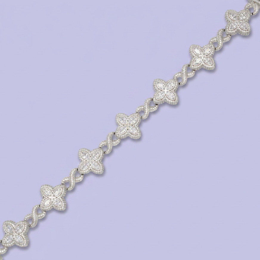 Pulsera de Plata .925 Flores blancas mod. 2811