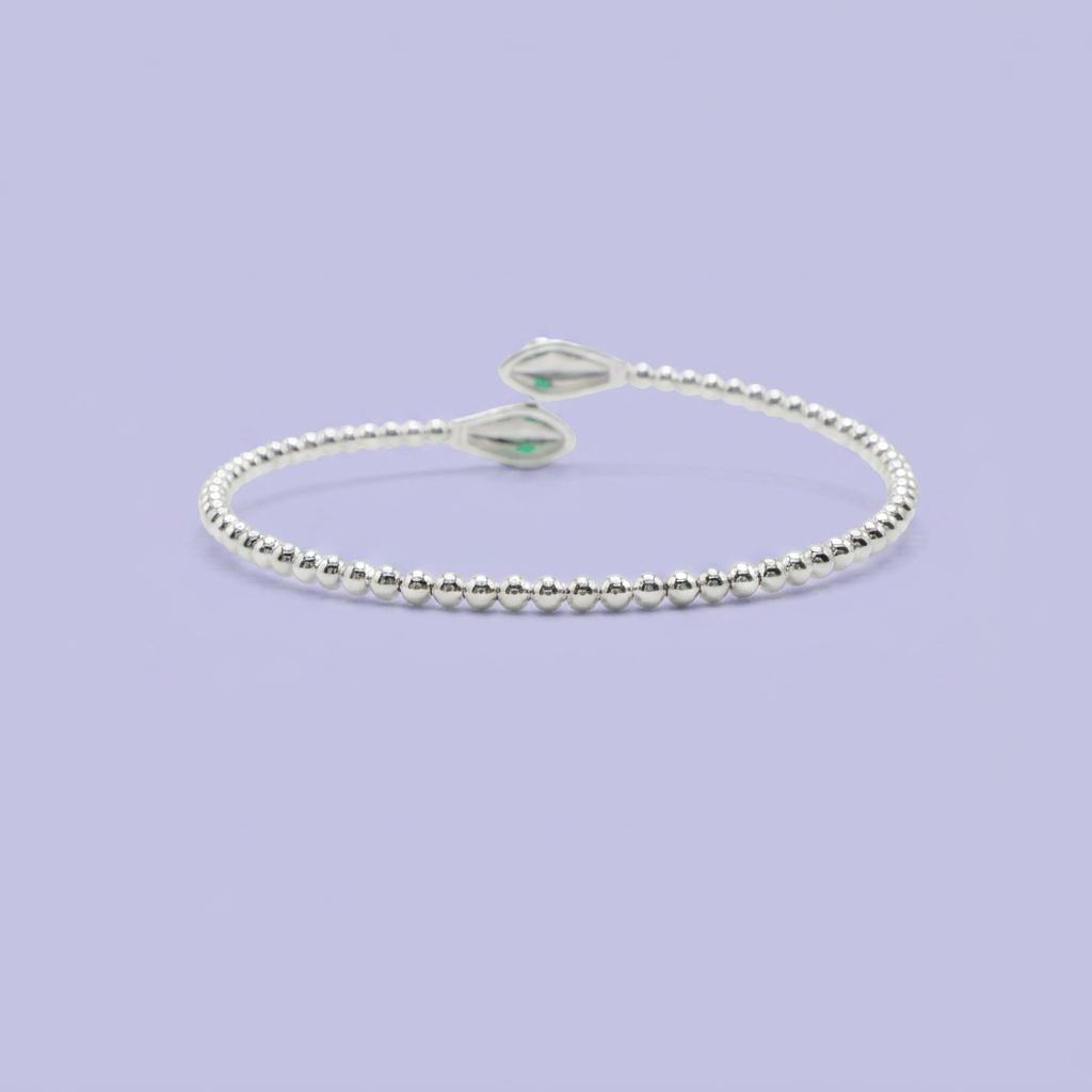 Aro de Plata .925 Diseño de Serpiente con Zirconias Verdes mod. 2681