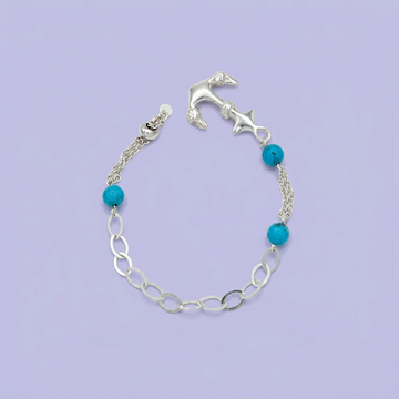 Pulsera de Plata .925 Ancla con Bellas Turquesas mod. 2284
