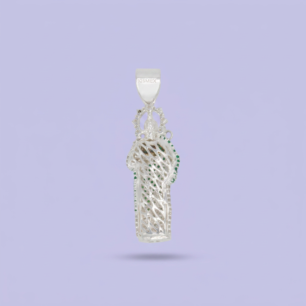 Dije Bulto de Plata .925 San Judas con Zirconias de Tono Verde mod. 2543