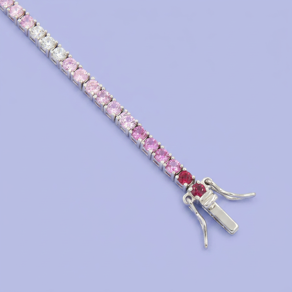 Pulsera de Plata .925 Tejido Tenis de Zirconias en Degradado Rosa mod. 2369