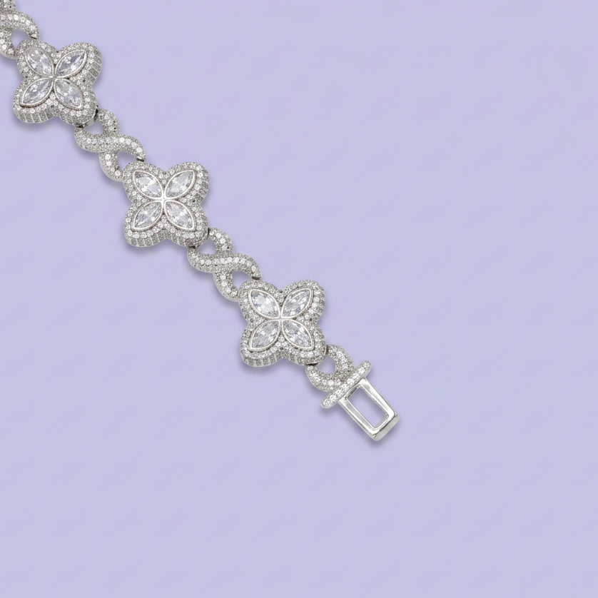 Pulsera de Plata .925 Flores blancas mod. 2811