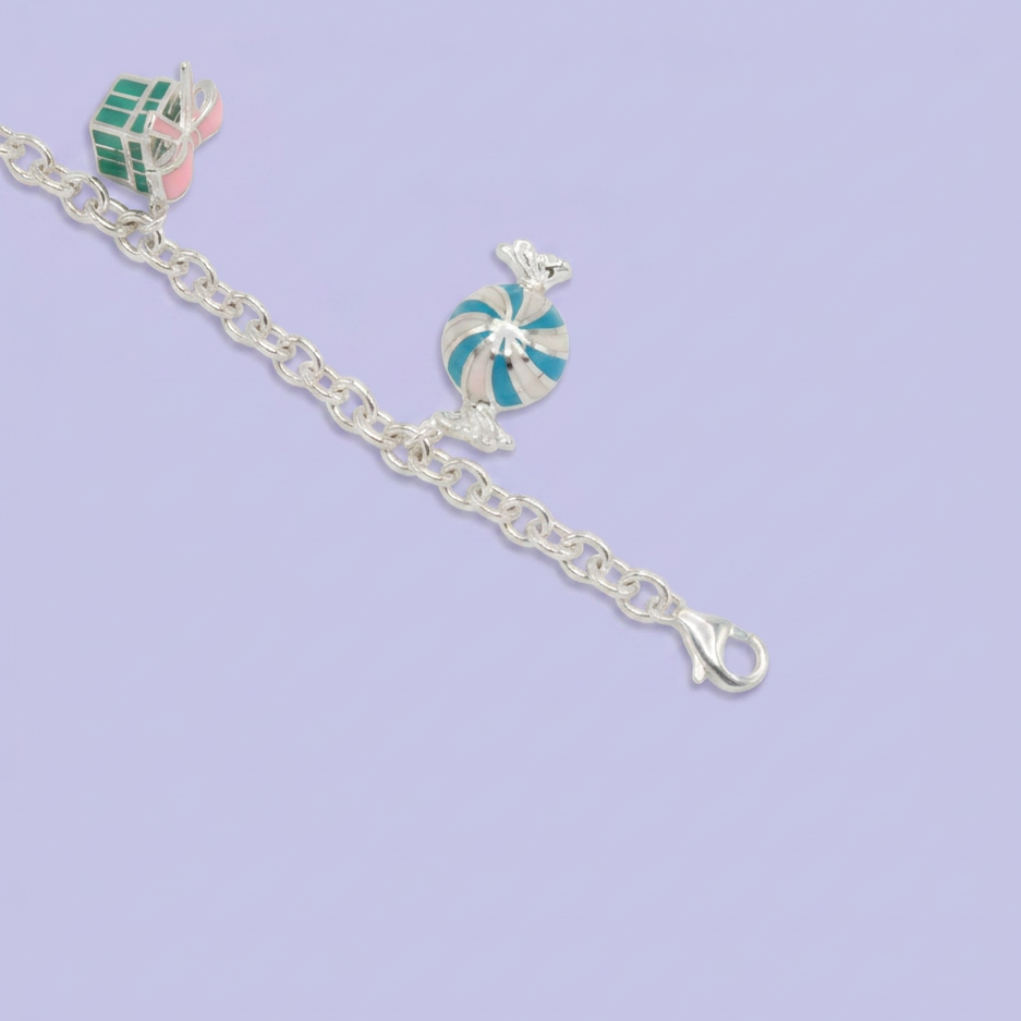 Pulsera de Plata .925 con Colgantes Color Turquesa mod. 2672