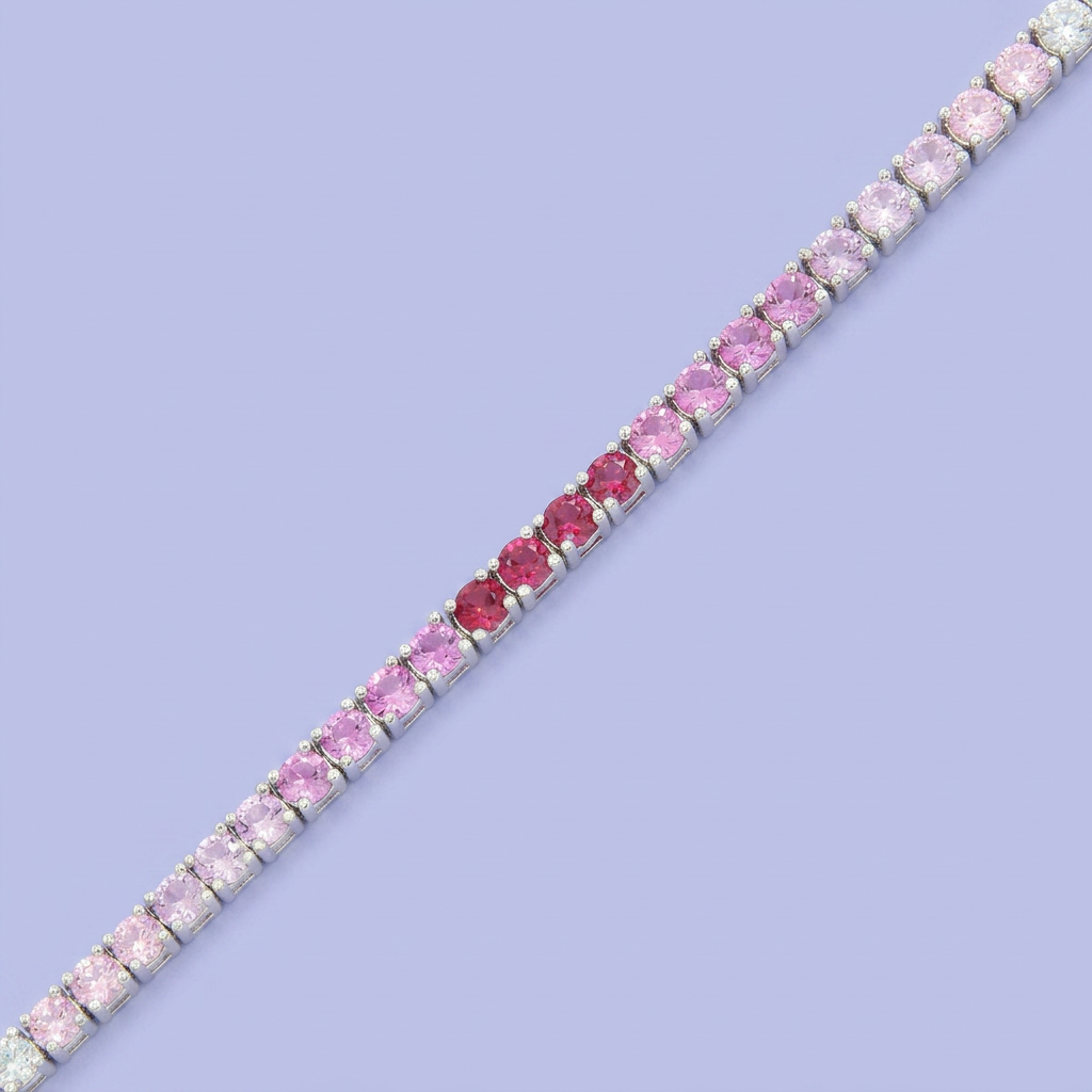 Pulsera de Plata .925 Tejido Tenis de Zirconias en Degradado Rosa mod. 2369