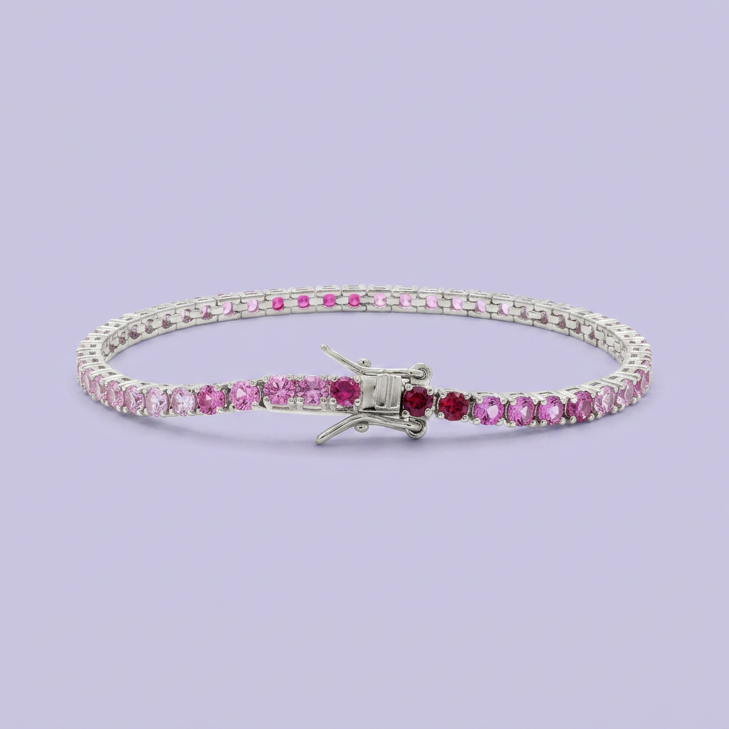 Pulsera de Plata .925 Tejido Tenis de Zirconias en Degradado Rosa mod. 2369