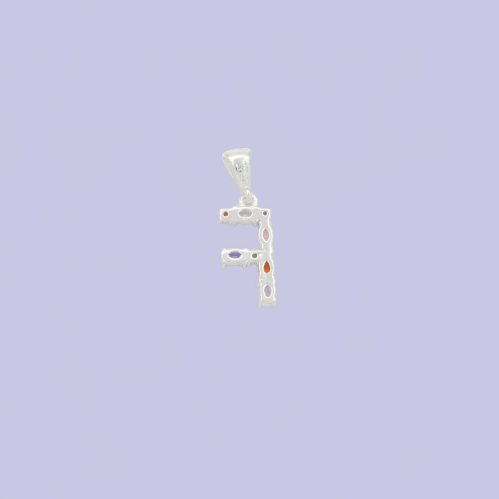 Dije de Plata .925 Letra F Zirconias de Colores mod. 2210