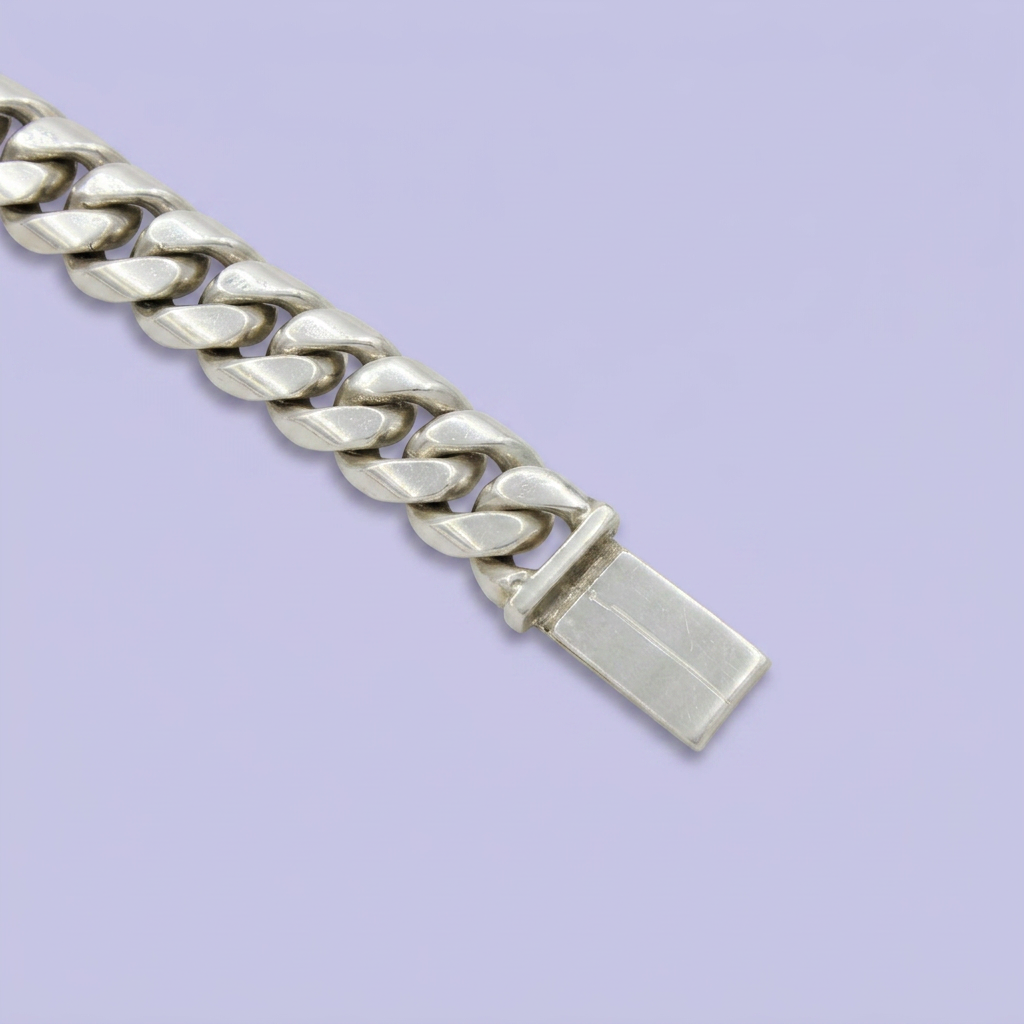 Pulsera de Plata .925 Tejido de Taller Barbada Solido mod. 2452