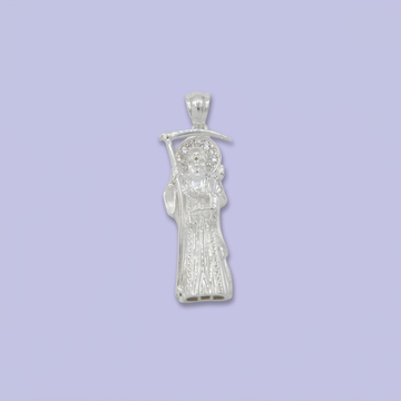 Dije Bulto de Plata .925 Santa Muerte Especial con Zirconias Finas mod. 2753