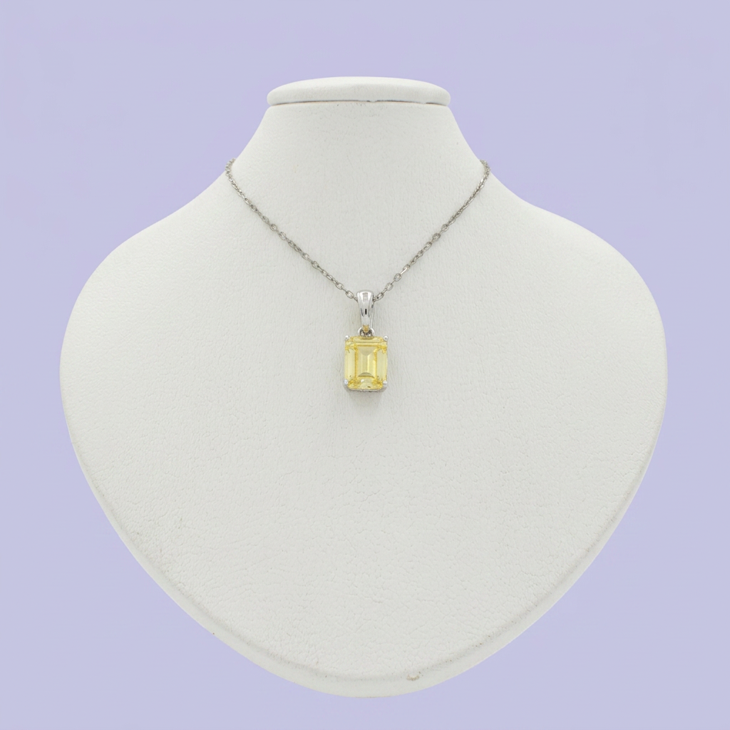Gargantilla de Plata .925 con Dije de Zirconia Color Topacio Amarillo mod. 2445