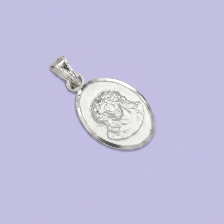 Medalla de Plata .925 Divino Rostro con Detalles Diamantados mod. 2562